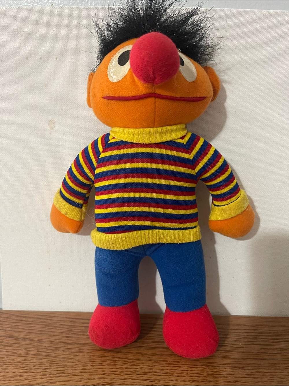 Orange Plush Character Toy with Striped Sweater — Bright Multicolor